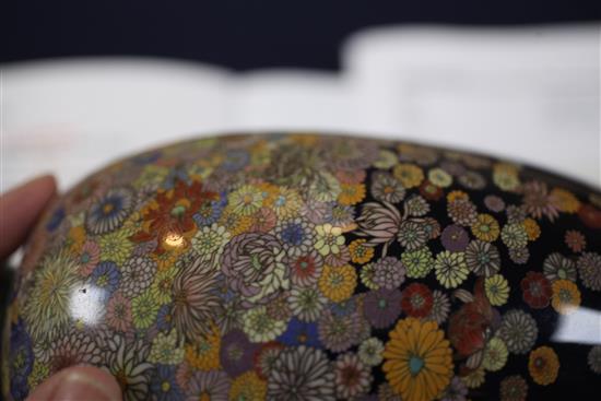 A Japanese millefleur silver wire cloisonne enamel vase, 20cm